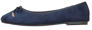 Yours Curve Plus Size - Slip On Ballet Flat Round Toe Ballerina Pumps Lightweight Bow Faux Suede in Wide E Fit & Extra Wide Eee Fit - Women's Dark Blue 6EEE