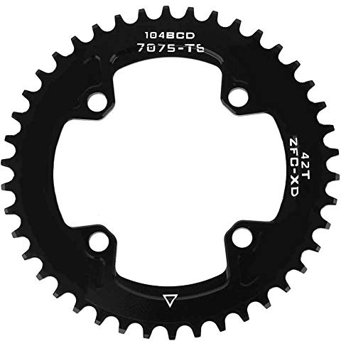Tbest Plateau de vélo, BCD 104MM 40T 42T Plateaux à chaîne Large et étroit compatibles avec la Plupart des pédaliers de vélo AM/XC(42T（104BCD）)