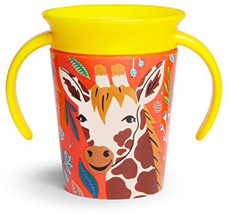 Munchkin Miracle 360° WildLove Tasse Bébé | Tasse Bébé Étanches | Tasse de Sevrage Bébé Sans BPA avec Bord de Boisson 360° - Emballage Écologique | 6oz/177ml | Girafe