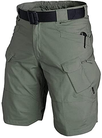 Syfinee - Pantalones cortos tácticos para hombre, de secado rápido, transpirable, impermeable, para senderismo, escalada, camping, verde, L
