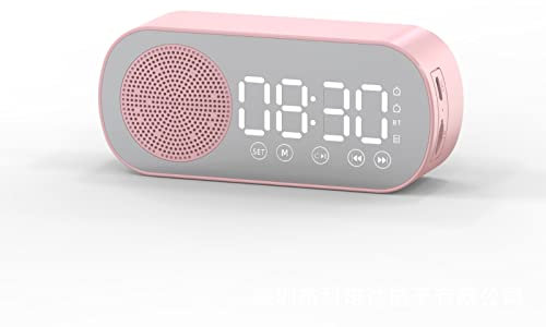 Despertador Reloj Bluetooth Inalámbrico, Altavoz Dual Recargable Portátil, Pantalla de Espejo LED Carga Micro USB Radio FM Reloj Digital para Viajes