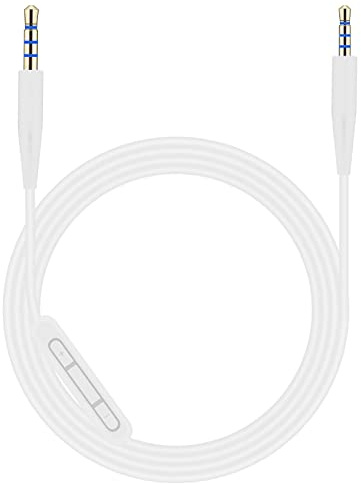 Toxaoii Ersatz-QC45-Kabel, Kopfhörerkabel, AUX-Kabel, Draht, kompatibel mit Bose Quietcomfort 35 QC25 QC35 QC45 OE2i Soundlink SoundTrue NC700 Kopfhörer (weiß mit Mikrofon)