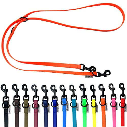 Biothane Hundeleine schwarzer Haken verstellbar für kleine Hunde/große Hunde 2m / 2,40m / 2,80m / 3,50m / 5m (Neonorange, 2m X 9mm)
