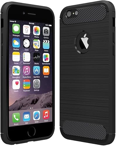 LFstore-IT COVER CARBON LOOK compatibile con APPLE iPhone 5 / 5S / SE - CUSTODIA SILICONE NERO
