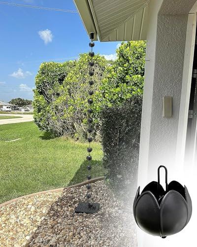 Cadena de Lluvia Cadena Recogedor de Lluvia Negra con Gancho, Reemplazo de Bajante de Canal de Cadena de Lluvia de Aluminio, Decoración Al Aire Libre Lluvia Tazas Fuente de Agua Bajante (Color : Styl