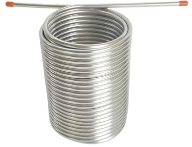 KOZWAY Bobina de enfriamiento de 19 m de longitud, enfriador de mosto de agua de cerveza de doble capa, caja de bobina de acero inoxidable de 8 mm, enfriador de cerveza casera