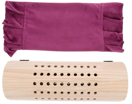 minkissy Wooden Neck Pillow Moxibustion Box for Targeted Heat Therapy Sauna Ergonomic Design for Neck and Shoulder Relief Includes Cover for Comfort and Portability