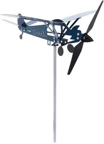 Hilandero de Viento de Avión, Veleta, Molino de Viento para Patio, Avión, Veleta, Molino de Viento de Metal único 3D, Escultura de Viento Al Aire Libre, Escultura Cinética para