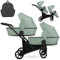 Kunert BRAV DUO Zwillingskinderwagen 2 in 1 + Zubehör: Komfort, Sicherheit, Praktikabilität, elegantes und funktionales Design, vielseitiges System, Aluminiumrahmen (Mint/schwarzes Gestell)
