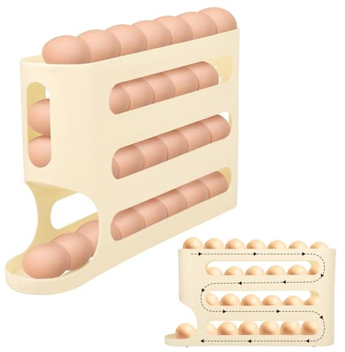 lasuroa 4 Niveles Porta Huevos para Frigorífico, Nueva Actualización 2025 Dispensador de Huevos de Gran Capacidad Capacidad Máxima Almacenamiento: 30 para Cocina y Restaurante