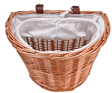 Cestino Per Bici Intrecciato Front - Cesto In Bici Intrecciato A Mano | Bicket Wicker Bike Posteriore | Cesto Di Vimini Per Manubrio Anteriore Di Grande Capacità Con Rivestimento Ridotto Staccabile |