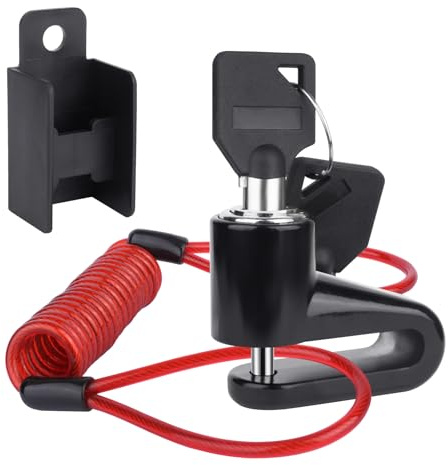 FICOFISE Bremsscheibenschloss: Scheibenbremse Motorrad Schloss, Hochsicherheits Motorradschloss, Wasserdicht & Tragbar, mit 1,15m Rückrufkabel 2 Schlüssel und 1 Schlossrahmen, für Moto Fahrrad Scooter