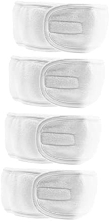 iplusmile Lot De 4 Bandeaux De Bain Et Maquillage Pour Femme Taille Unique Tissu Doux Blanc Avec Bande Adhésive Ajustable Pour Soins Du Visage Et Bain