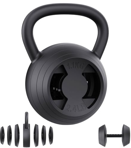 Hezeyferg 2-in-1 Adjustable Kettlebell, 15-45 LB Kettlebells Weight Set with Wide Grip, 4.8-30 LB Dumbbell Weights for Home Gym Strength Training (Black)