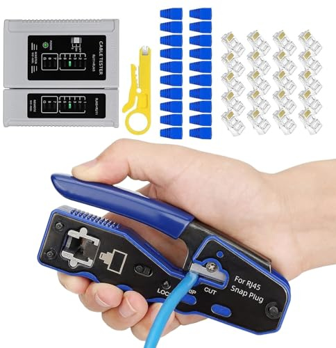 Hiemible Pince À Sertir Pour Câbles Électriques - Jeu de Serre-Câbles Domestique | Pince Ergonomique pour Lignes Téléphonique et Applications Réseau Informatique