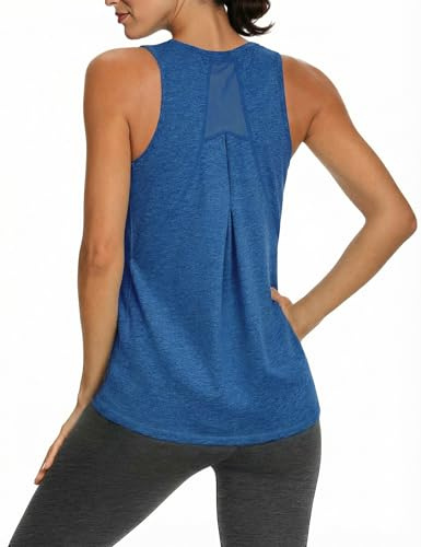Gyabnw Camiseta Deportiva Mujer Sin Mangas Espalda de Malla | Panel de malla transpirable, diseño deportivo, para yoga running y fitness