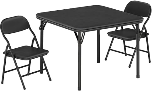 AffinityFurn 3-Piece Kids Folding Table and Chairs, Upholstered Table Set