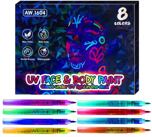 Pennarelli Che Si Illuminano Al Buio - Trucco Luminoso Lavabile Per Body Painting | Pennarelli Al Neon Temporanei Per Adulti, Ragazzi, Ragazze, Feste, Artigianato In Tessuto, Arte, Pelle,