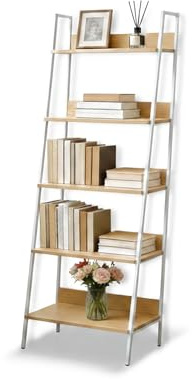 Relaxdays Estantería Escalera para Plantas, Libros y decoración, 170x60x30 cm, Blanco Natural