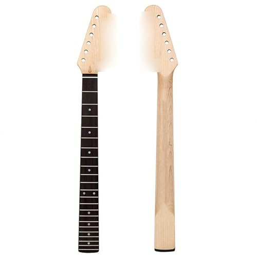 Luooi Electric Guitar Neck for Strat, 22-Fret Maple Neck with Rosewood Fingerboard, Natural Wood Finish, Solid Body for Beginners & Professionals