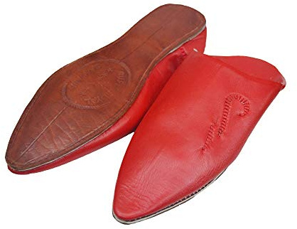 Babuchas Marroquíes de Piel Auténtica – Zapatillas Artesanales Tradicionales Hechas a Mano – Calzado Oriental Unisex (Rojo, 37, Sistema Tallas Calzado EU, Adulto, Hombre, Números, Mediano, 37)