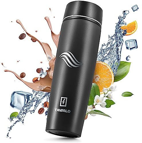 Tavialo Thermobecher 460ml Travel Mug schwarz Inox Edelstahl, Kaffeebecher/Isolierbecher Pulverbeschichtung