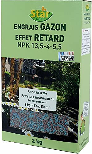 Start Engrais gazon effet retard bleu/blanc/rouge 13.5-7-5.5 +3Mgo étui avec fenêtre 2kg 2kg EFR2