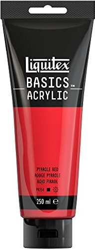 Liquitex 88700244 Basics - Acrylfarbe, monopigmentierte Künstlerpigmente, lichtecht, mittlere Viskosität, Archivqualität, seidenglänzender Finish, 250ml Tube - Pyrrolrot