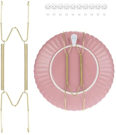 EEEKit 10PCS Ganci per Piatti Invisibili, Ganci da Parete per Piatti da 10 Pollici per Esposizione, Supporti per Piatti in Filo Metallico con Gancio per Decorazione Domestica