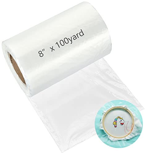 YAYODS 8 x 100yd Wash Away Embroidery Stabilizer, 20CM x 90M Water Soluble Embroidery Topping Film, 35UM Embroidery Topping Film for Machine Embroidery and Hand Sewing