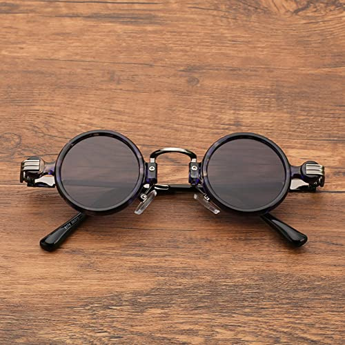 Super Petites Mini-Lunettes, Lunettes De Soleil Rétro Steampunk, Verres en Métal Rond, Protection Uv400, Lunettes pour Hommes Rétro, Adaptés Au Tir De La Rue, à La Marche, Au (Color:Un)