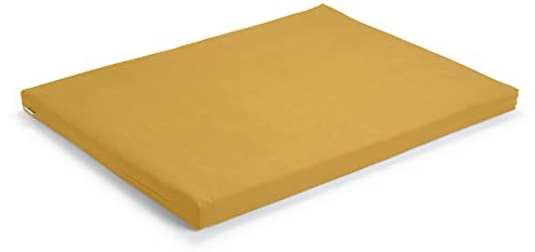 basaho Zabuton Estera de Meditación | Algodón Orgánico | Relleno de Fibra de Lana Reciclada | Colchoneta de Meditación (Mostaza)