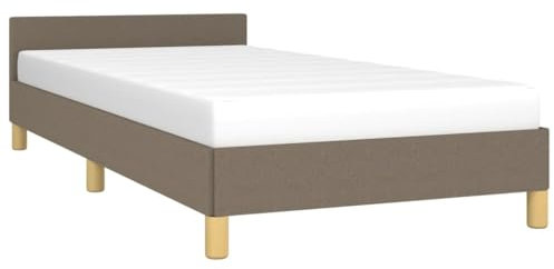 vidaXL Bettgestell mit Kopfteil Polsterbett Bett Bettrahmen Einzelbett Lattenrost Stoffbett Schlafzimmerbett Schlafzimmermöbel Taupe 100x200cm Stoff