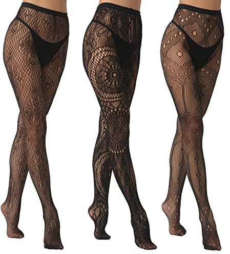 EVERSWE High Waist Fishnet Tights (AST3P-A, LXL)