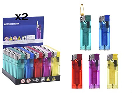 Mechero Electrónico Recargable, Pack de 100 Mecheros de Colores Surtidos, Fácil de Encender