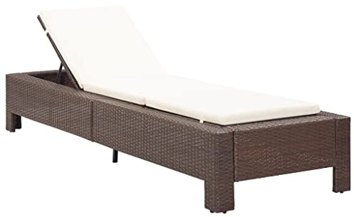 WEHUOSIF Sunbed with Cushion,Wicker Chaise Lounge,Outdoor Lounge Chairs,Patio Lounger,Both Sides are Adjustable for Comfortable Positions,for Garden, Balcony,Poolside, Brown Poly Rattan