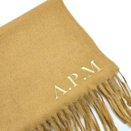Bufanda personalizada con nombre o iniciales, con un tacto símil cachemire. Regalos navidad, regalos profesores, regalo día de la madre.