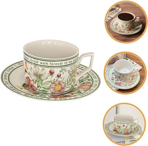 WOZLO juego tazas de cafe, tazas cafe con leche,Juego De Tazas De Cafe Juego De Taza Con Platillo Tazas De Expreso Taza De Capuchino Apto para todo tipo de bebidas, agua, leche, té y café