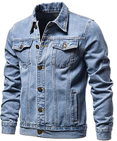 Veste En Jean Homme Casual Blouson Léger Chaud Jacket Pour Hiver et Automne - Denim Exterieur Manteau de Travail Moto