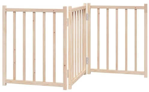 vidaXL Barrière pour Chien Pliable 3 Panneaux 150 cm Bois Sapin Massif, barrière de sécurité pour Animaux de Compagnie, barrière pour Chien pour escaliers, barrière pour Chiots pour escaliers