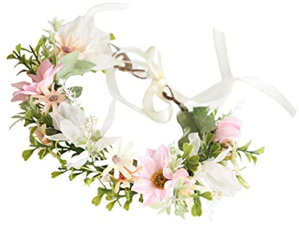 Healeved Corona Di Fiori Per Capelli Da Sposa Cerchietto Da Sposa Margherite e Fiori Copricapo Floreale Per Matrimonio