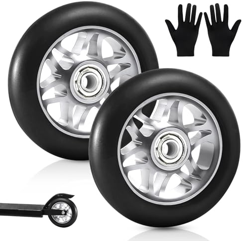 Roues de Trottinette 100 mm - 2 Pièces avec Roulements à Billes ABEC 9 pour Voitures à Bascule, Voitures Extrêmes, Scooters