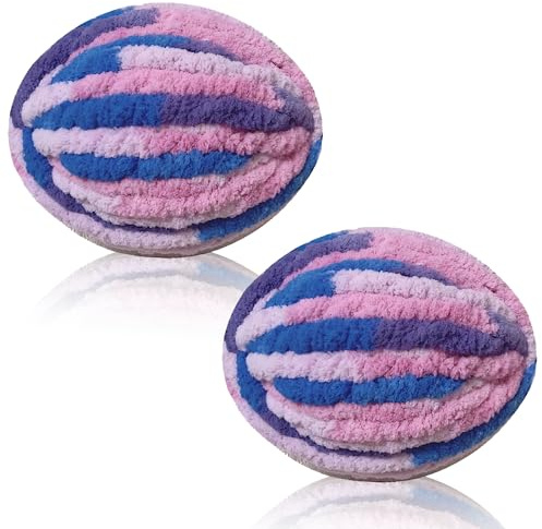 Duscdesp 2 Pack 240g Super Chunky Yarn for Hand Knitting,Thick Wool Yarn,Chenille Chunky Blanket Yarn for Hats Scarf Blankets Cushion Cat Bed
