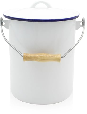 KRÜGER Mülleimer 3l mit Deckel emailliert, weiß