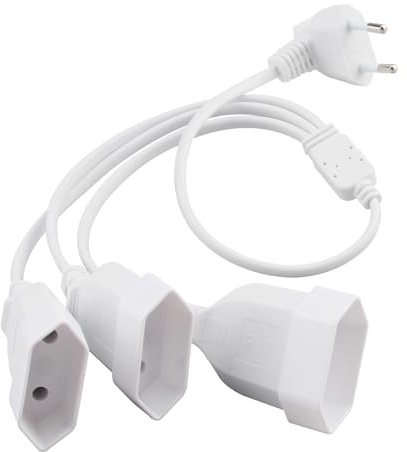 CYIOU Verlängerungskabel Flachstecker 0,5M Kurzes Stromkabel Verlängerung 3 in 1 Eurostecker Verlängerung 90° Euro Netzkabel 0,75 mm² Max, 2,5A/250V für TV PC Monitor Computer