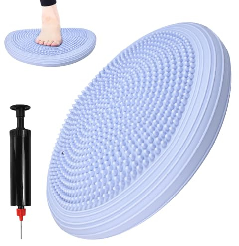FuxFuis Coussin d'équilibre avec pompe - Diamètre : 34 cm - Coussin d'équilibre orthopédique - Coussin de bureau, yoga - Coussin de sport