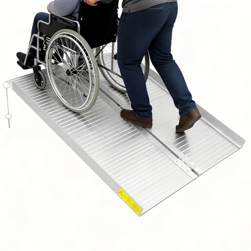Rampa pieghevole per sedia a rotelle, 90 cm, per scale, portata 300 kg, per sedie a rotelle e scooter, rampa per scale per sedie a rotelle, gradini, marciapiedi, passeggino