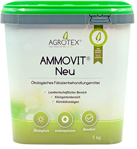 Agrotex Ammovit Neu 5 kg - Ökologischer Sanitärzusatz für Campingtoiletten – neutralisiert Gerüche - neutraler Duft - Chemietoilette in Wohnmobil, Bus & Boot