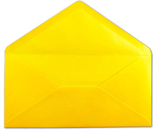 Glüxx-Agent 75 DIN Lang Briefumschläge Honiggelb 22 x 11 cm -120 g/m² Nassklebung Post-Umschläge ohne Fenster ideal für Weihnachten Grußkarten Einladungen