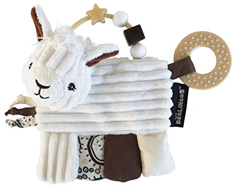 LES DEGLINGOS - Hochet d'Activités Muchachos le lama - Banc - Jouet d'éveil pour bébé avec anneau de dentition - Idée cadeau - Dès la naissance -17cm